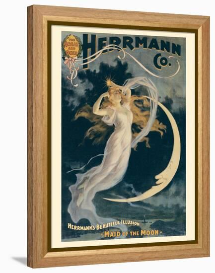 Alexander Herrmann’s Beautiful Illusion - Maid of the Moon, Vintage Magic Poster, 1898-Pacifica Island Art-Framed Stretched Canvas