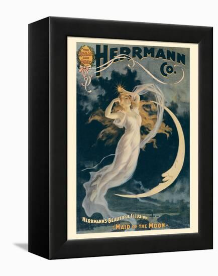 Alexander Herrmann’s Beautiful Illusion - Maid of the Moon, Vintage Magic Poster, 1898-Pacifica Island Art-Framed Stretched Canvas