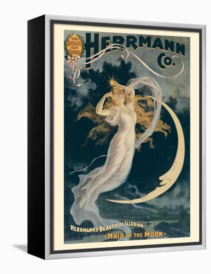 Alexander Herrmann’s Beautiful Illusion - Maid of the Moon, Vintage Magic Poster, 1898-Pacifica Island Art-Framed Stretched Canvas