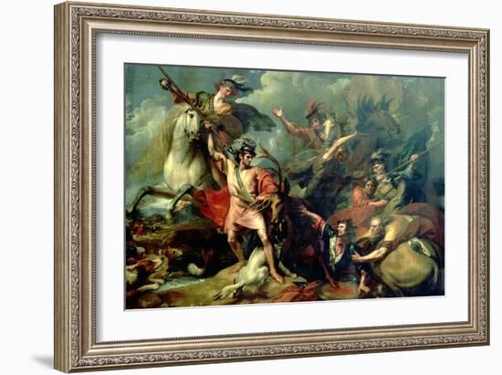 Alexander III of Scotland Rescued from the Fury of a Stag by the Intrepidity of Colin Fitzgerald-Benjamin West-Framed Giclee Print