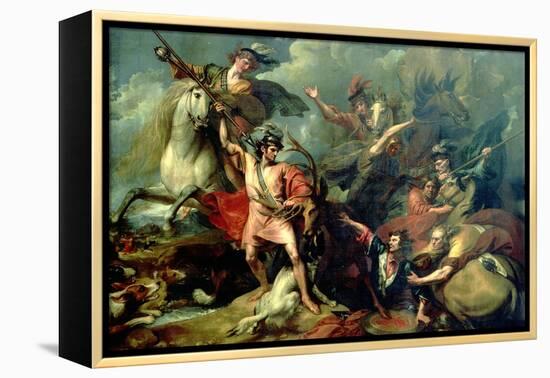 Alexander III of Scotland Rescued from the Fury of a Stag by the Intrepidity of Colin Fitzgerald-Benjamin West-Framed Premier Image Canvas