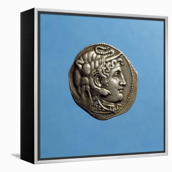 Alexander III the Great, 356-323 BC, Wearing Horns of God Amon, Coin from Period of Ptolemy I-null-Framed Premier Image Canvas