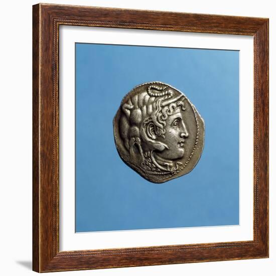 Alexander III the Great, 356-323 BC, Wearing Horns of God Amon, Coin from Period of Ptolemy I-null-Framed Photographic Print