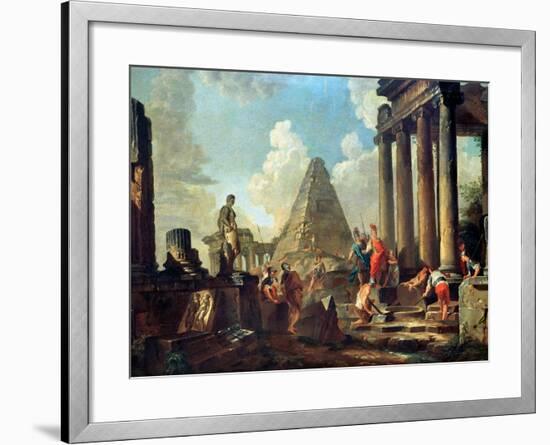 Alexander III the Great Before the Tomb of Achilles-Giovanni Paolo Pannini-Framed Giclee Print