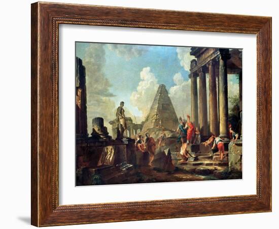 Alexander III the Great Before the Tomb of Achilles-Giovanni Paolo Pannini-Framed Giclee Print