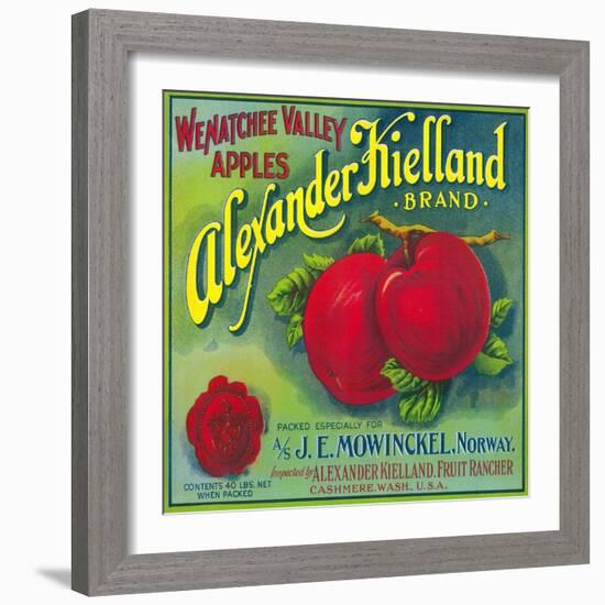 Alexander Kielland Apple Label - Cashmere, WA - Cashmere, WA-Lantern Press-Framed Art Print