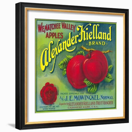 Alexander Kielland Apple Label - Cashmere, WA - Cashmere, WA-Lantern Press-Framed Art Print