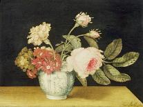 Flowers in a Delft Jar (Oil on Panel)-Alexander Marshal-Premium Giclee Print