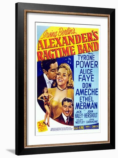 Alexander's Ragtime Band, from Left: Tyrone Power, Alice Faye, Don Ameche, 1938-null-Framed Premium Giclee Print