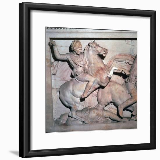 Alexander Sarcophagus, showing Alexander the Great in battle, 4th century-Unknown-Framed Giclee Print