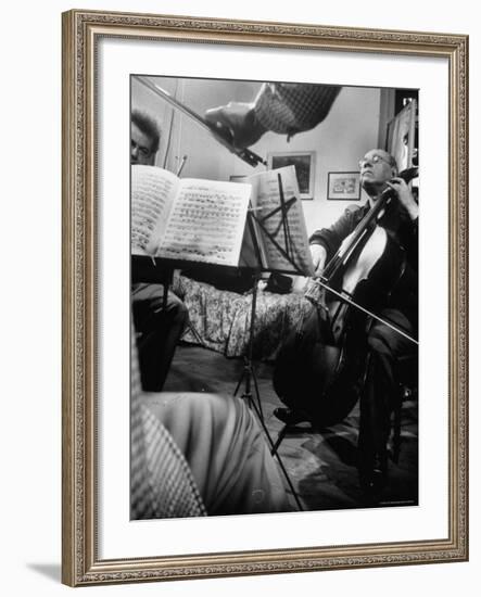 Alexander Schneider and Pablo Casals Playing at an Informal Recital at Casals' Home in Prades-Gjon Mili-Framed Premium Photographic Print