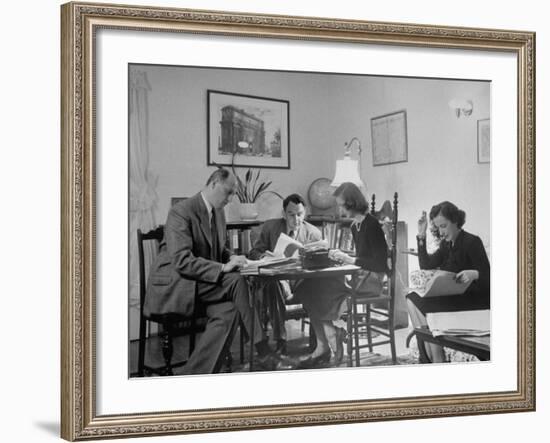 Alexander Szasz and Aladar Szegedy-Maszak Working at Crowded Table-Thomas D^ Mcavoy-Framed Premium Photographic Print