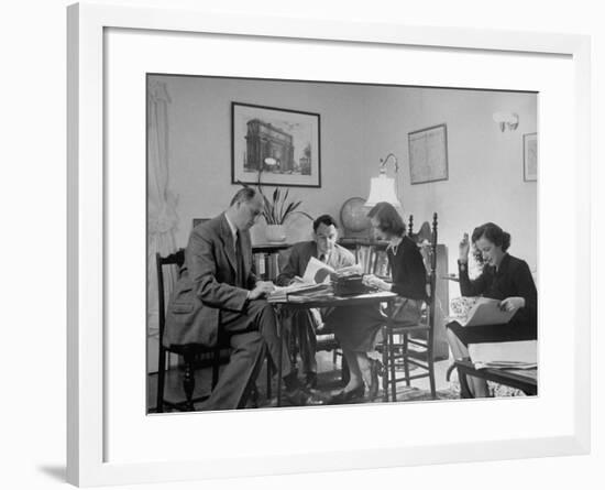 Alexander Szasz and Aladar Szegedy-Maszak Working at Crowded Table-Thomas D^ Mcavoy-Framed Premium Photographic Print