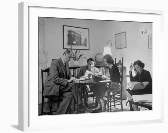 Alexander Szasz and Aladar Szegedy-Maszak Working at Crowded Table-Thomas D^ Mcavoy-Framed Premium Photographic Print