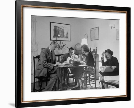 Alexander Szasz and Aladar Szegedy-Maszak Working at Crowded Table-Thomas D^ Mcavoy-Framed Premium Photographic Print