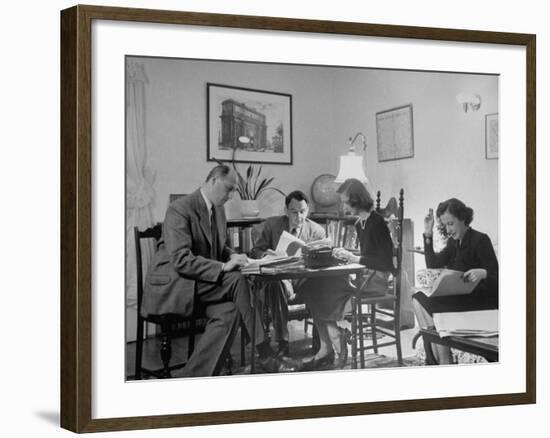 Alexander Szasz and Aladar Szegedy-Maszak Working at Crowded Table-Thomas D^ Mcavoy-Framed Premium Photographic Print