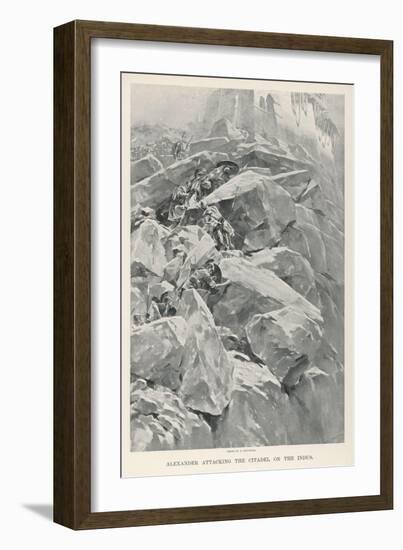 Alexander the Great Attacks the Citadel on the Indus-Andre Castaigne-Framed Art Print