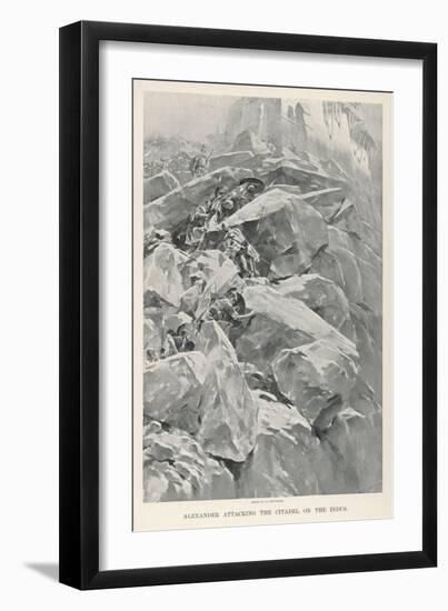 Alexander the Great Attacks the Citadel on the Indus-Andre Castaigne-Framed Art Print