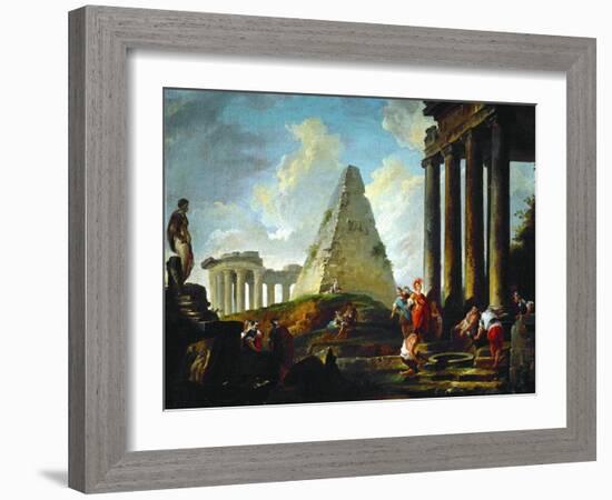 Alexander the Great Before the Tomb of Achilles, 1755-1757-Hubert Robert-Framed Giclee Print