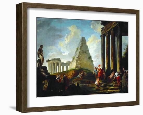 Alexander the Great Before the Tomb of Achilles, 1755-1757-Hubert Robert-Framed Giclee Print