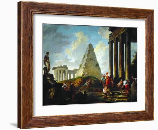 Alexander the Great Before the Tomb of Achilles, 1755-1757-Hubert Robert-Framed Giclee Print