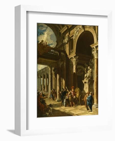 Alexander the Great Cutting the Gordian Knot, Ca. 1718-1719-Giovanni Paolo Panini-Framed Giclee Print