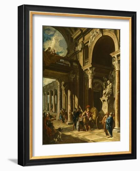 Alexander the Great Cutting the Gordian Knot, Ca. 1718-1719-Giovanni Paolo Panini-Framed Giclee Print