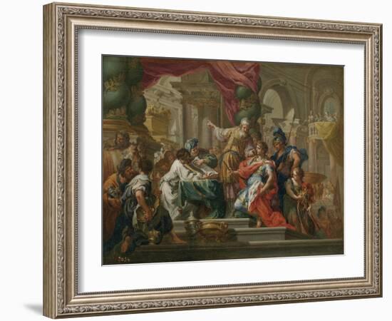 Alexander the Great in the Temple of Jerusalem-Sebastiano Conca-Framed Giclee Print