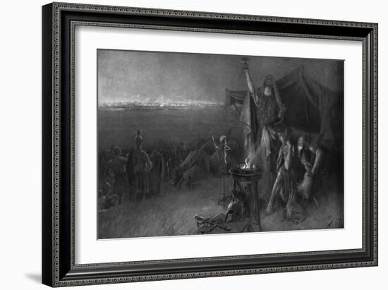 Alexander the Great on the Eve of Gaugamela-C. Castaigne-Framed Art Print
