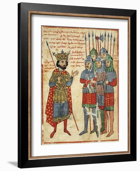 Alexander the Great Speaking to His Troops, Miniature from the History of Alexander the Great-null-Framed Giclee Print