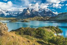 Blue Lake on a Snowy Mountains Background and Cloudy Sky Torres Del Paine-Alexandr Berdicevschi-Photographic Print