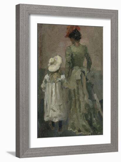 Alexandra Thaulow with Ingrid, 1895 oil on board-Fritz Thaulow-Framed Giclee Print