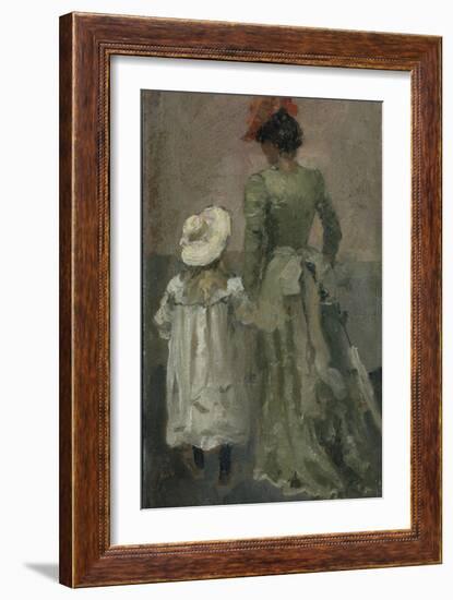 Alexandra Thaulow with Ingrid, 1895 oil on board-Fritz Thaulow-Framed Giclee Print