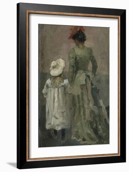 Alexandra Thaulow with Ingrid, 1895 oil on board-Fritz Thaulow-Framed Giclee Print