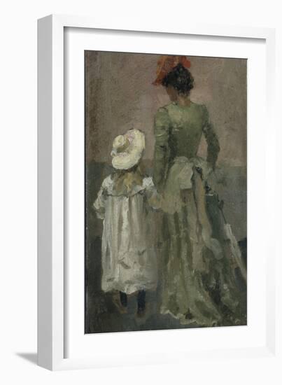 Alexandra Thaulow with Ingrid, 1895 oil on board-Fritz Thaulow-Framed Giclee Print