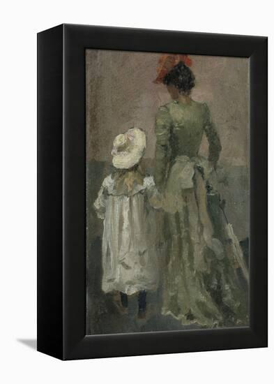 Alexandra Thaulow with Ingrid, 1895 oil on board-Fritz Thaulow-Framed Premier Image Canvas