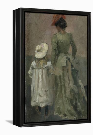 Alexandra Thaulow with Ingrid, 1895 oil on board-Fritz Thaulow-Framed Premier Image Canvas
