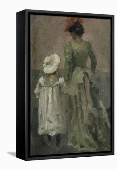 Alexandra Thaulow with Ingrid, 1895 oil on board-Fritz Thaulow-Framed Premier Image Canvas