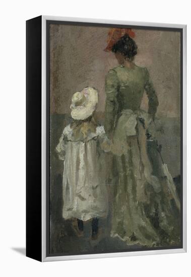 Alexandra Thaulow with Ingrid, 1895 oil on board-Fritz Thaulow-Framed Premier Image Canvas