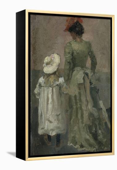 Alexandra Thaulow with Ingrid, 1895 oil on board-Fritz Thaulow-Framed Premier Image Canvas