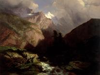Route du Grimsel, canton de Berne dit aussi Un orage dans les montagnes-Alexandre Calame-Framed Premier Image Canvas
