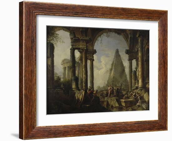 Alexandre le Grand devant le tombeau d'Achille-Giovanni Paolo Pannini-Framed Giclee Print