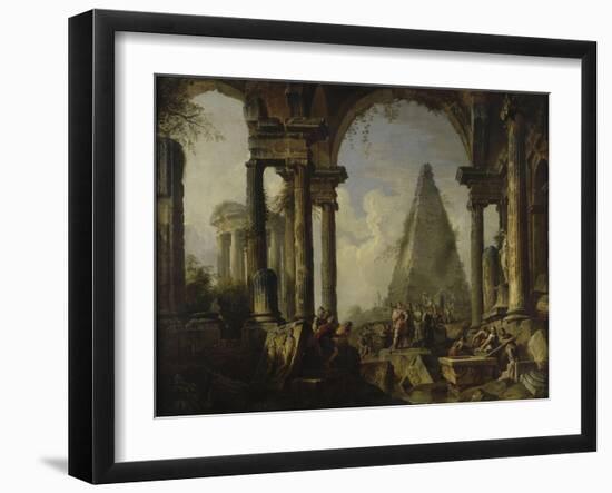 Alexandre le Grand devant le tombeau d'Achille-Giovanni Paolo Pannini-Framed Giclee Print