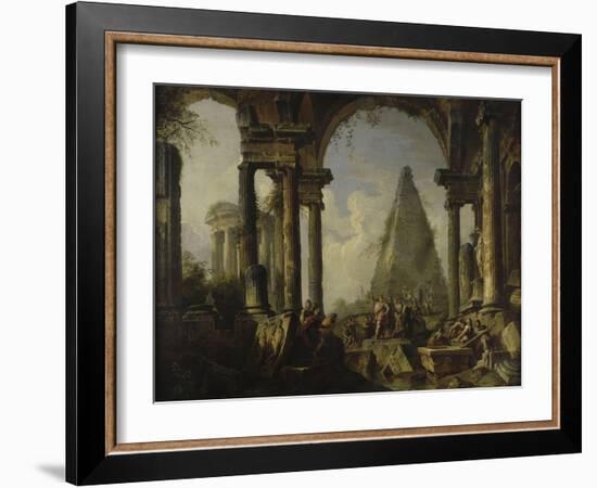 Alexandre le Grand devant le tombeau d'Achille-Giovanni Paolo Pannini-Framed Giclee Print