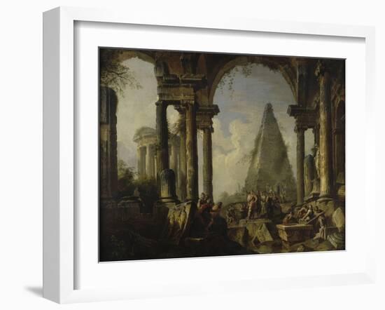 Alexandre le Grand devant le tombeau d'Achille-Giovanni Paolo Pannini-Framed Giclee Print