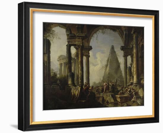 Alexandre le Grand devant le tombeau d'Achille-Giovanni Paolo Pannini-Framed Giclee Print