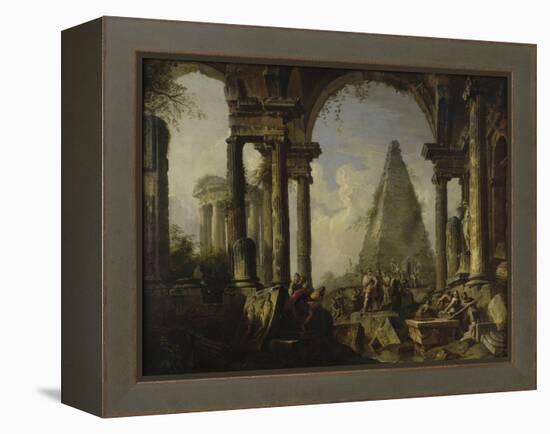 Alexandre le Grand devant le tombeau d'Achille-Giovanni Paolo Pannini-Framed Premier Image Canvas