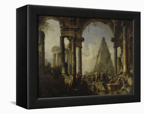 Alexandre le Grand devant le tombeau d'Achille-Giovanni Paolo Pannini-Framed Premier Image Canvas