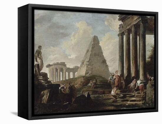 Alexandre le Grand devant le tombeau d'Achille-Hubert Robert-Framed Premier Image Canvas