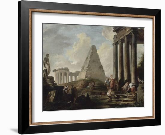 Alexandre le Grand devant le tombeau d'Achille-Hubert Robert-Framed Giclee Print